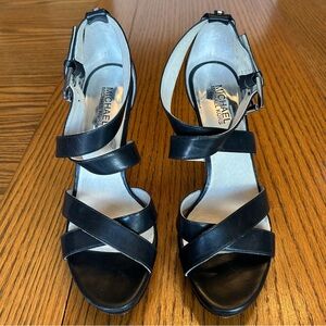 Michael Kors Black Leather Strappy Stiletto Pump Sandals Size 8